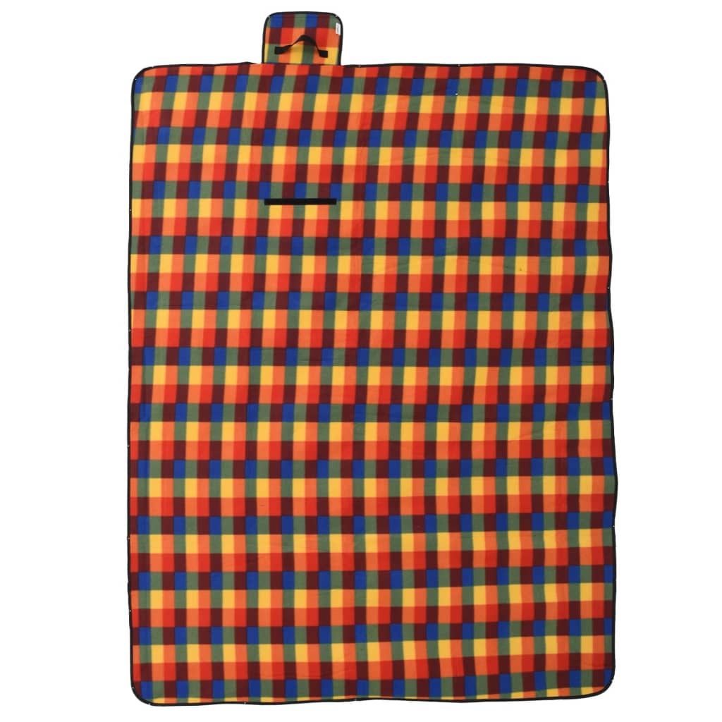 vidaXL Picknickfilt vikbar flerfärgad pläd 200x150 cm sammet