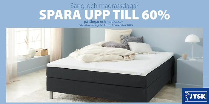 Spara upp till 60% hos JYSK!
