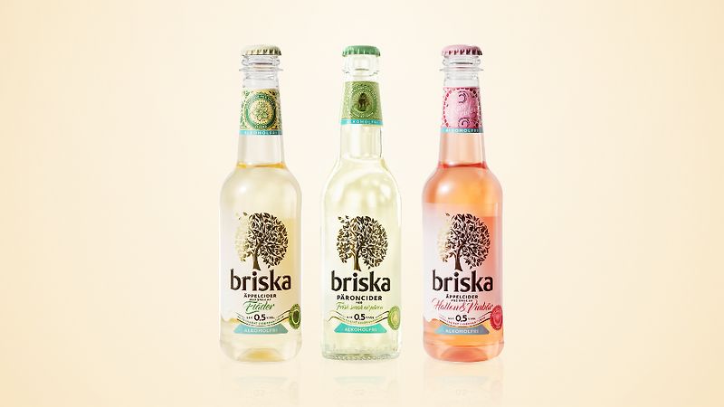 Briska Alkoholfri Cider - Hallon&Vinbär, Päron eller Fläder