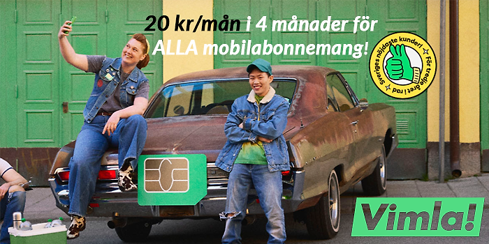 20kr i månaden i 4 månader hos Vimla!