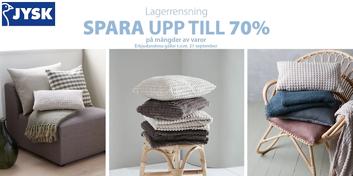 Upp till 70% hos JYSK!