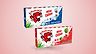Den Skrattande Kon – Mini Cubes blå/naturell & röd/mix smaker, 24 pack - 125 g