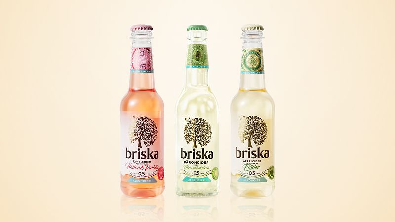 Briska Alkoholfri Cider - Hallon&Vinbär, Päron eller Fläder